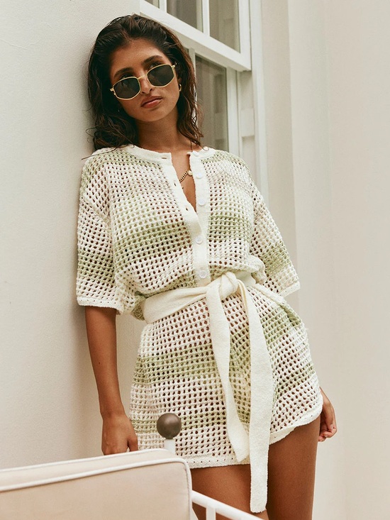 Sabo Skirt Other - SABO Women's Easton Crochet
Playsuit Cover Up Mint Green Ivory
Size M